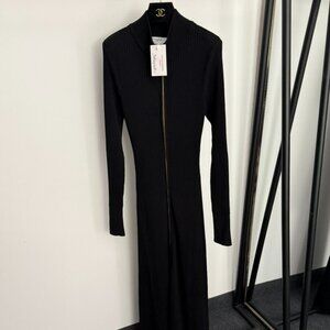 Schiaparelli Zipper Knit Long-Sleeve Dress